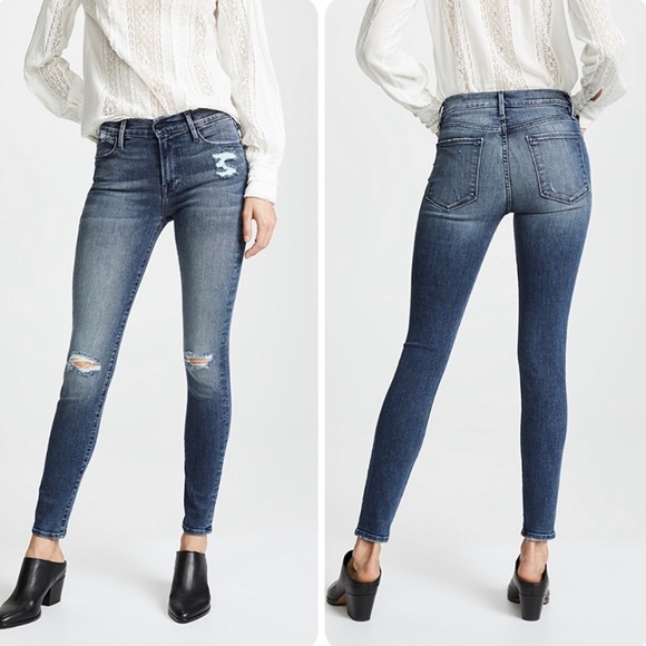 Frame Denim Jeans Le High Skinny Distressed Denim Jeans Sz 25 LHSk231 - Picture 2 of 11